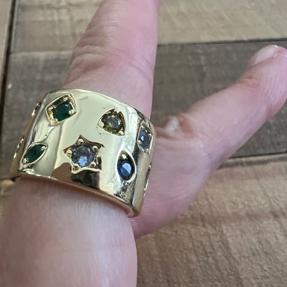 Rachel Glauber 14 karat yellow gold plated multicolor cz  ring size 7 - Picture 2 of 5